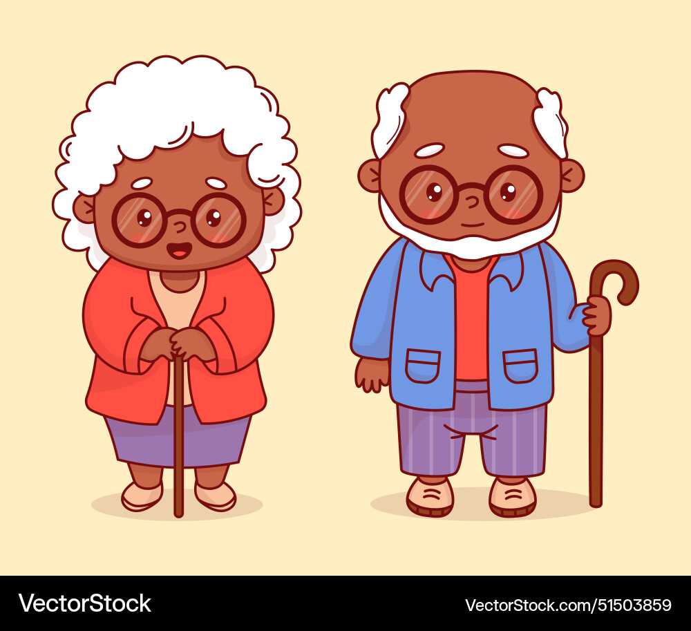 Black Elderly Couple - Grandparents – Royalty-Free Vector | VectorStock, image size:1000x913