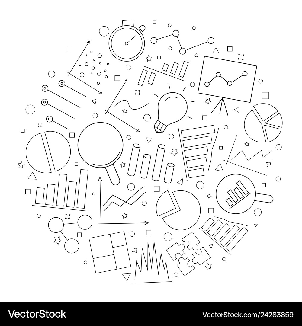 Data analysis circle background from line icon vector image