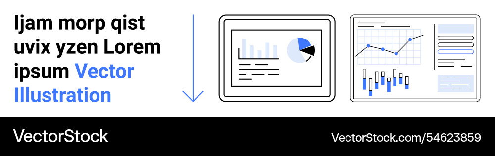 Data analytics dashboard with graphs and charts Data analytics dashboard with graphs and charts vector image