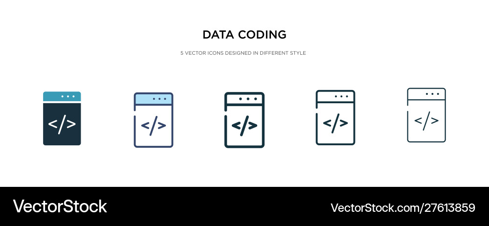 Data coding icon in different style two colored Data coding icon in different style two colored Vector Image