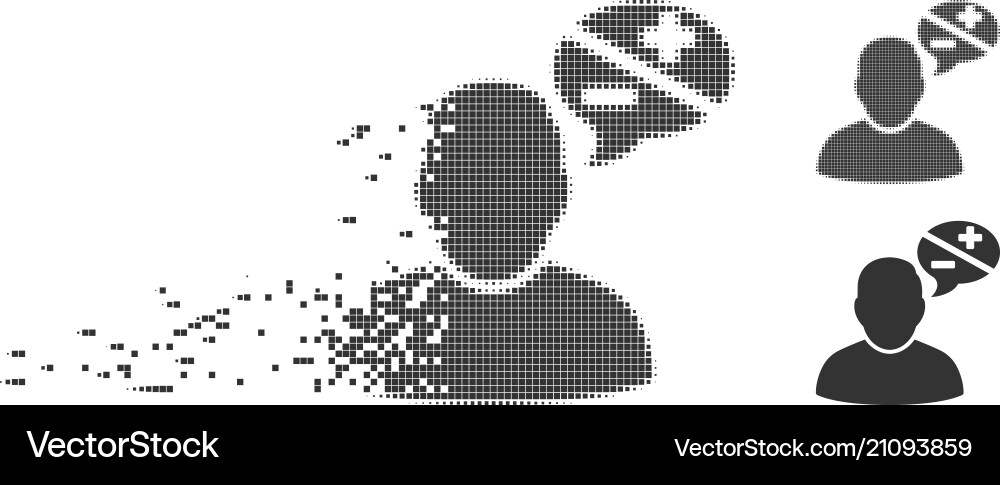 Decomposed pixel halftone user arguments icon Decomposed pixel halftone user arguments icon vector image