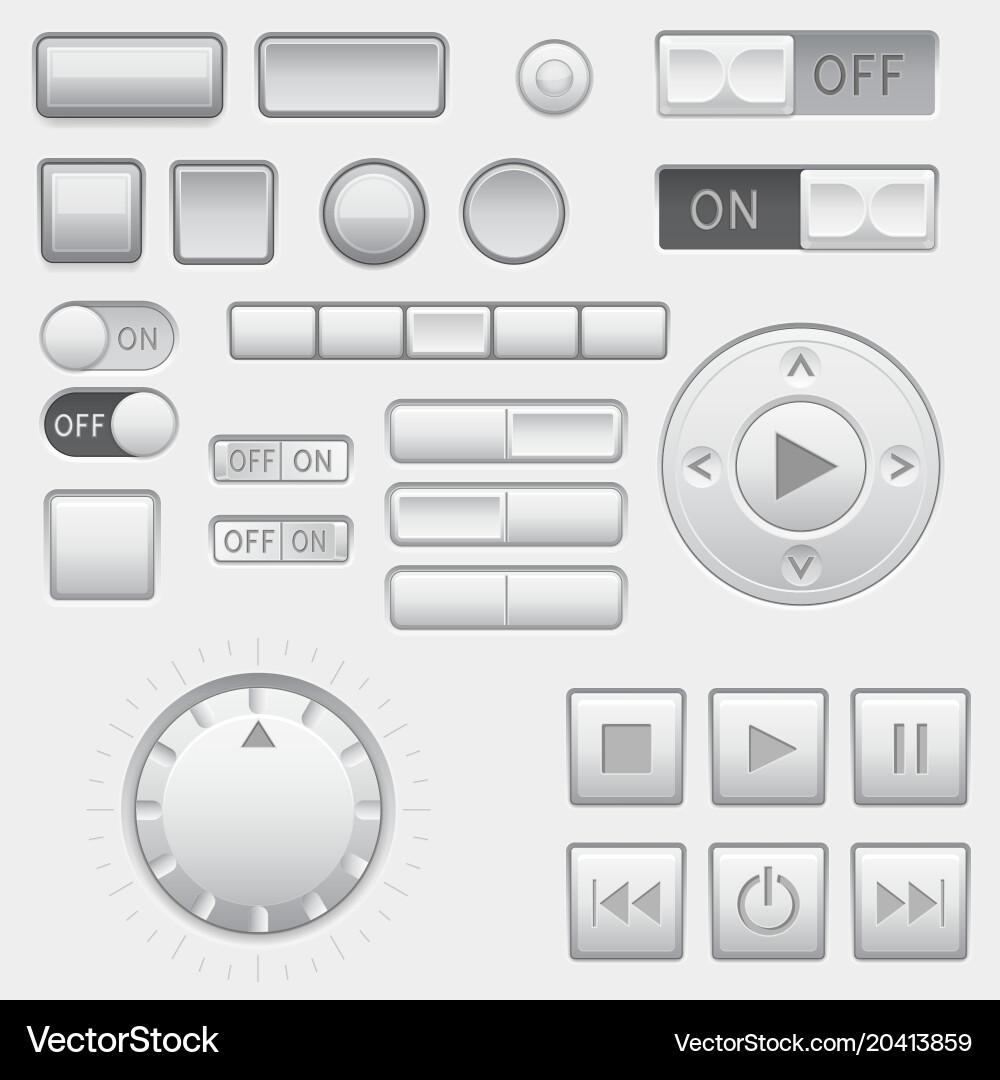 Interface buttons set push media vector image