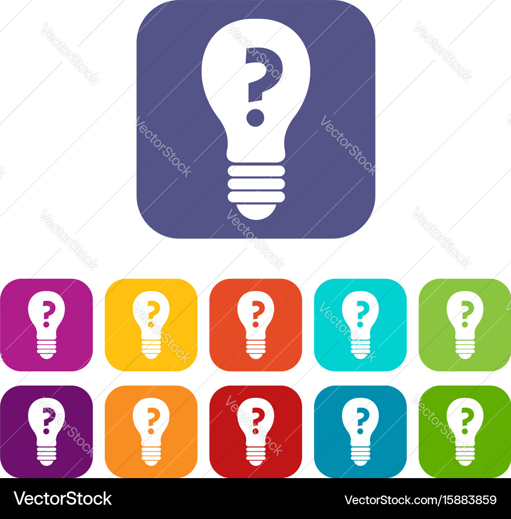 Light bulb with question mark inside icons set vector image