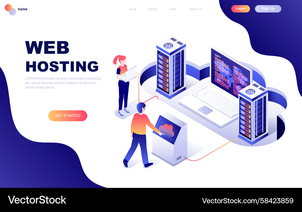Modern Web Hosting Isometric Concept Vector Image