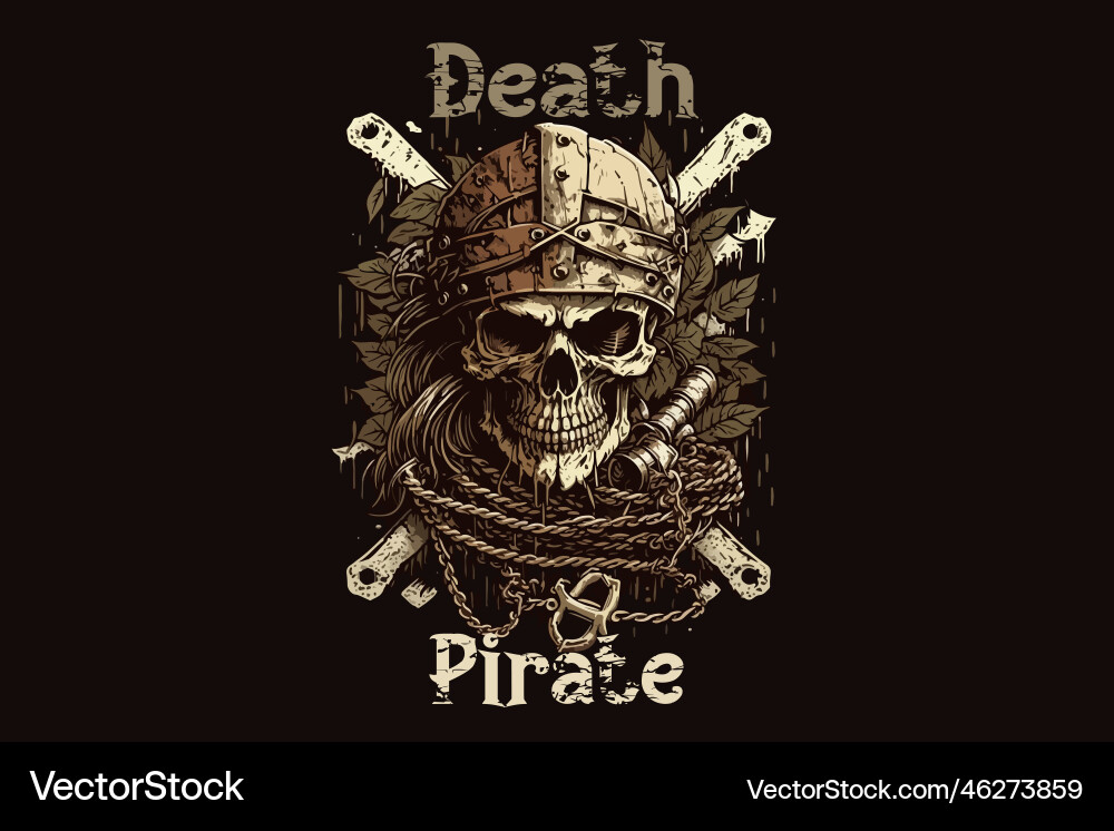 Pirate Skull T-Shirt Artwork Vector Image