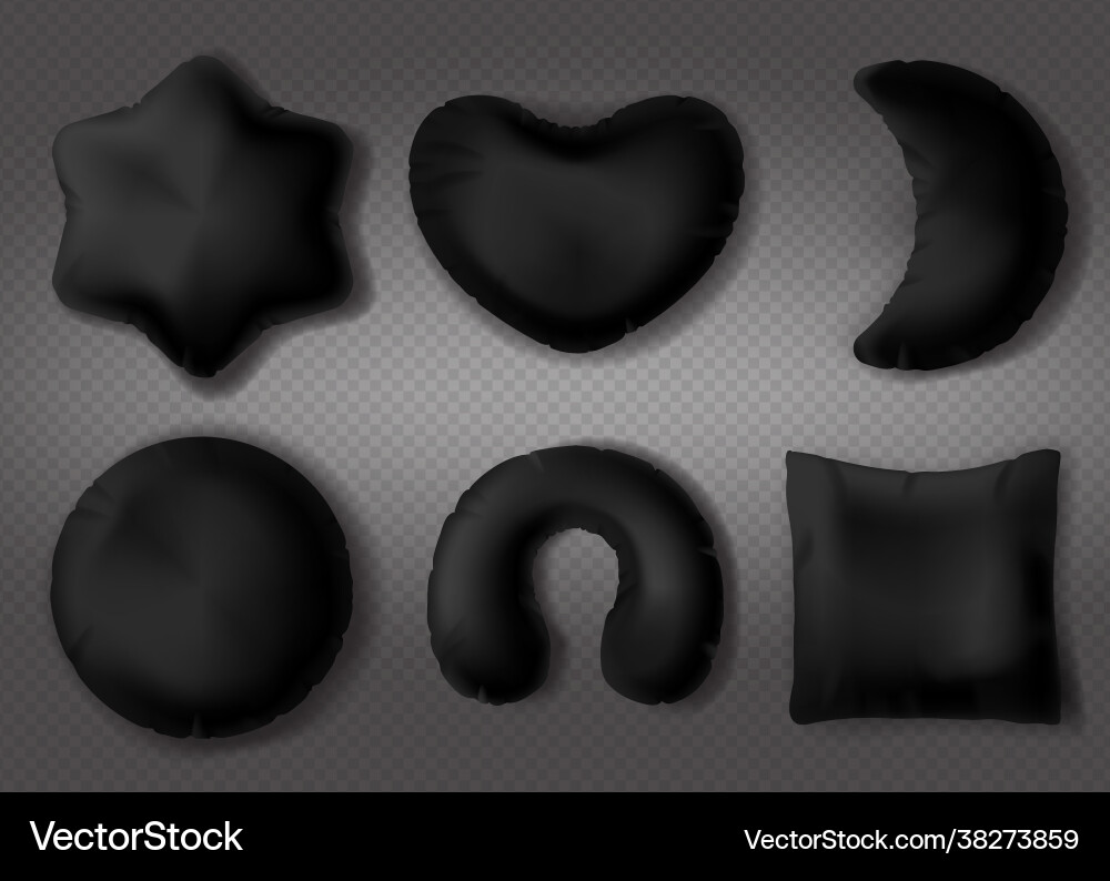 Schwarze Kissen verschiedene Formen Set isolierte Mockup Schwarze Kissen verschiedene Formen Set isolierte Mockup vektorbild