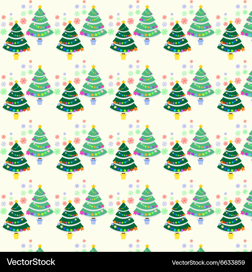 Seamless pattern with christmas tree and snowflake Vector Image