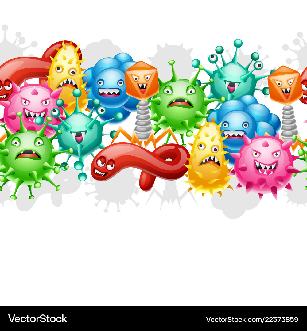 Seamless pattern with little angry viruses Seamless pattern with little angry viruses vector image