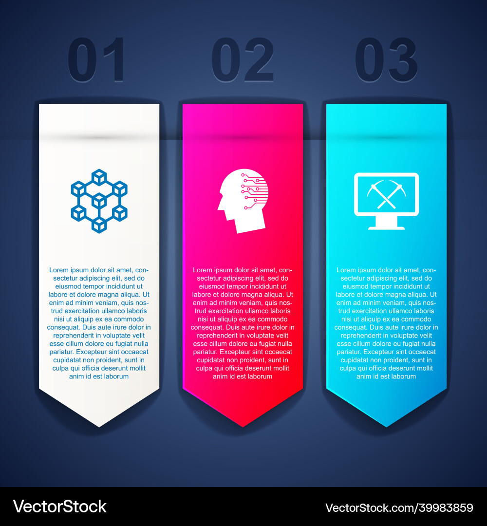 Set blockchain technology brain as digital Set blockchain technology brain as digital vector image