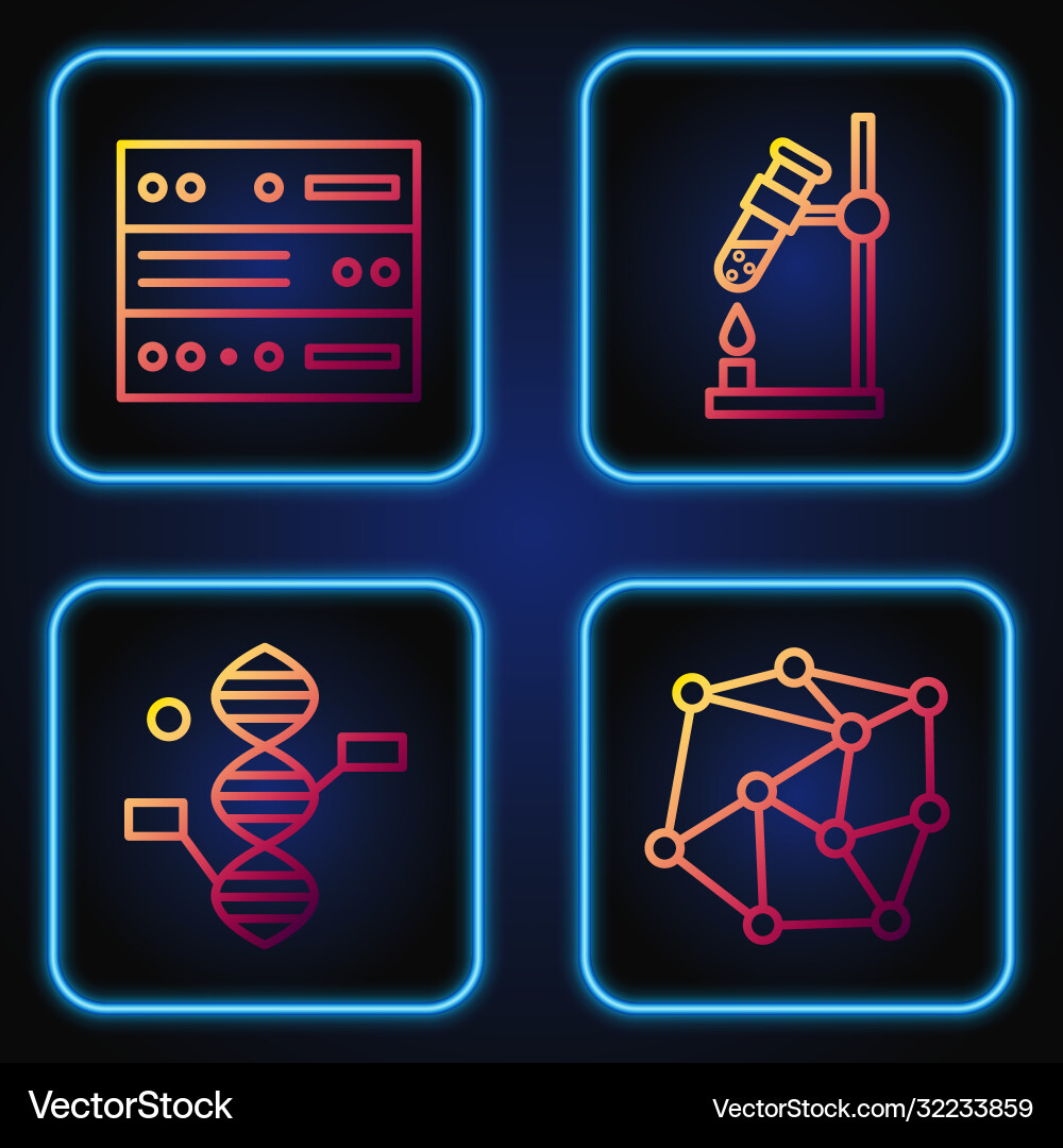 Set line neural network dna symbol server data Set line neural network dna symbol server data vector image