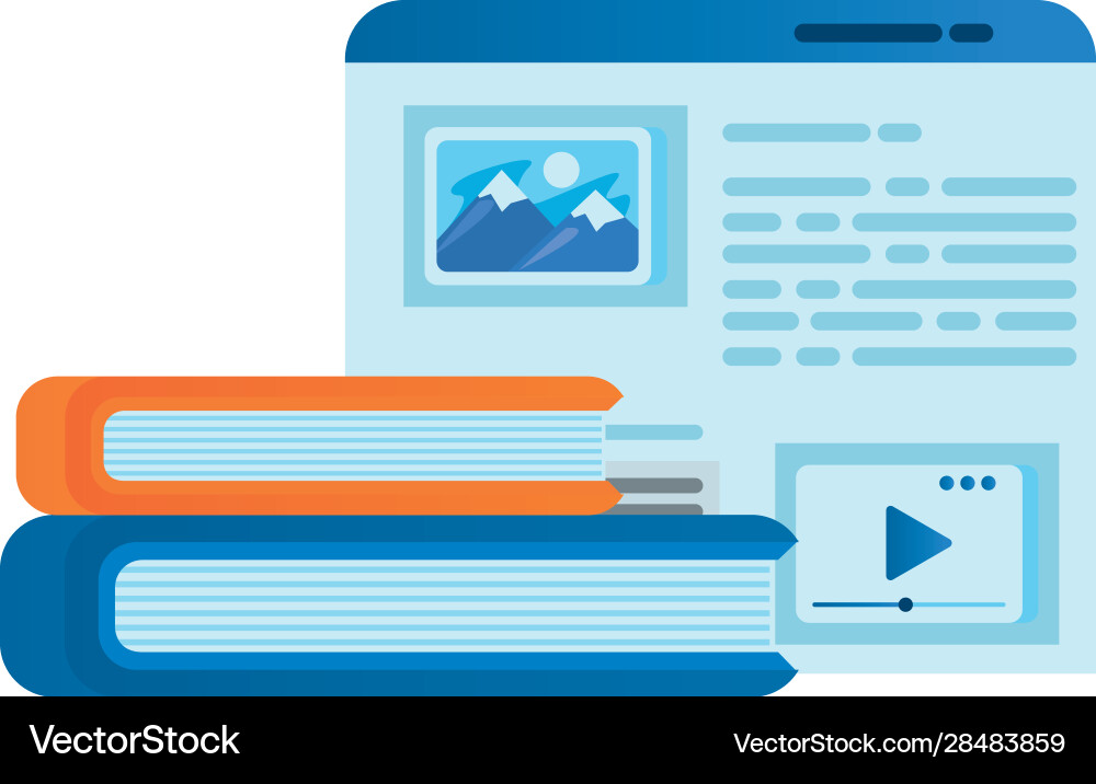 Template webpage window with books Template webpage window with books Vector Image