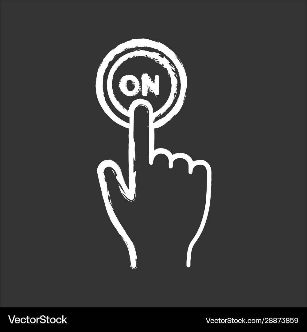Turn on button click chalk icon Turn on button click chalk icon vector image