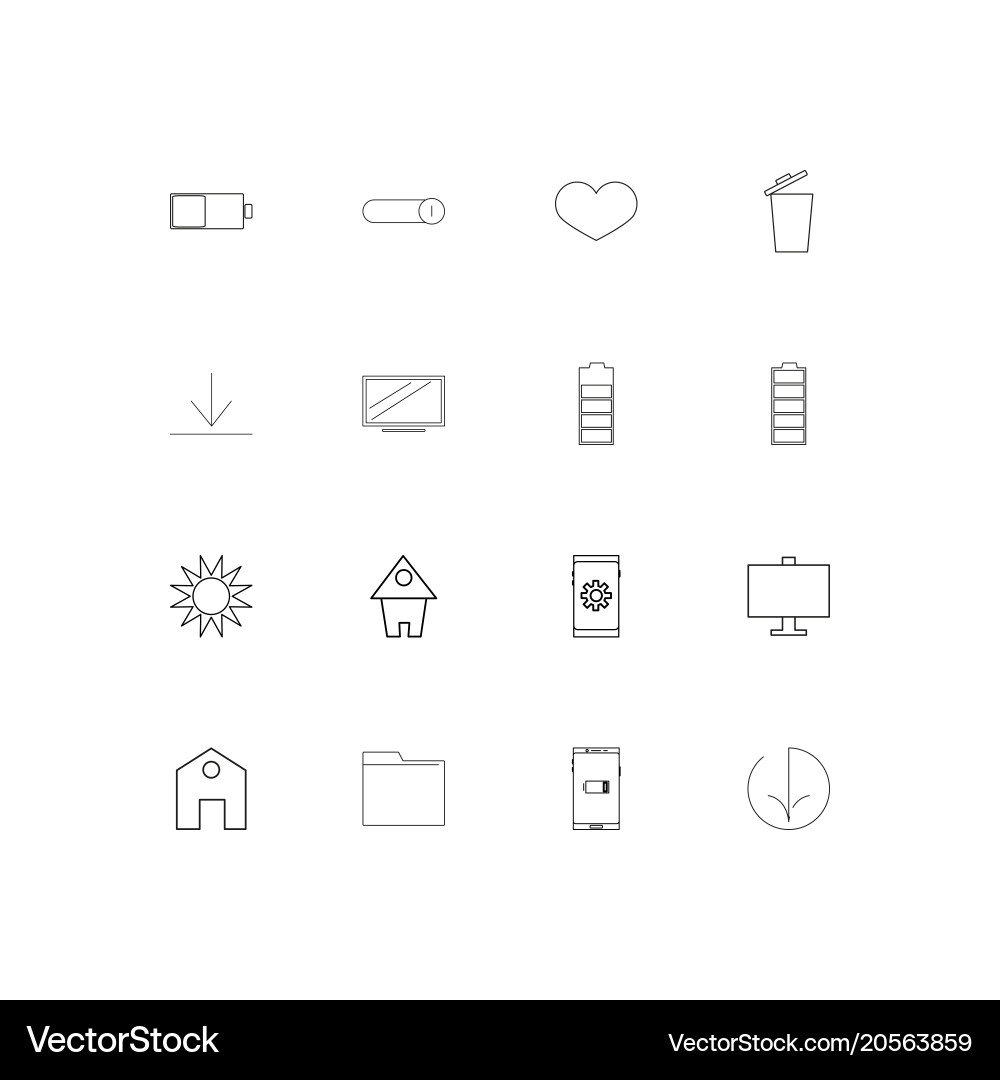 User interface simple linear icons set outlined vector image