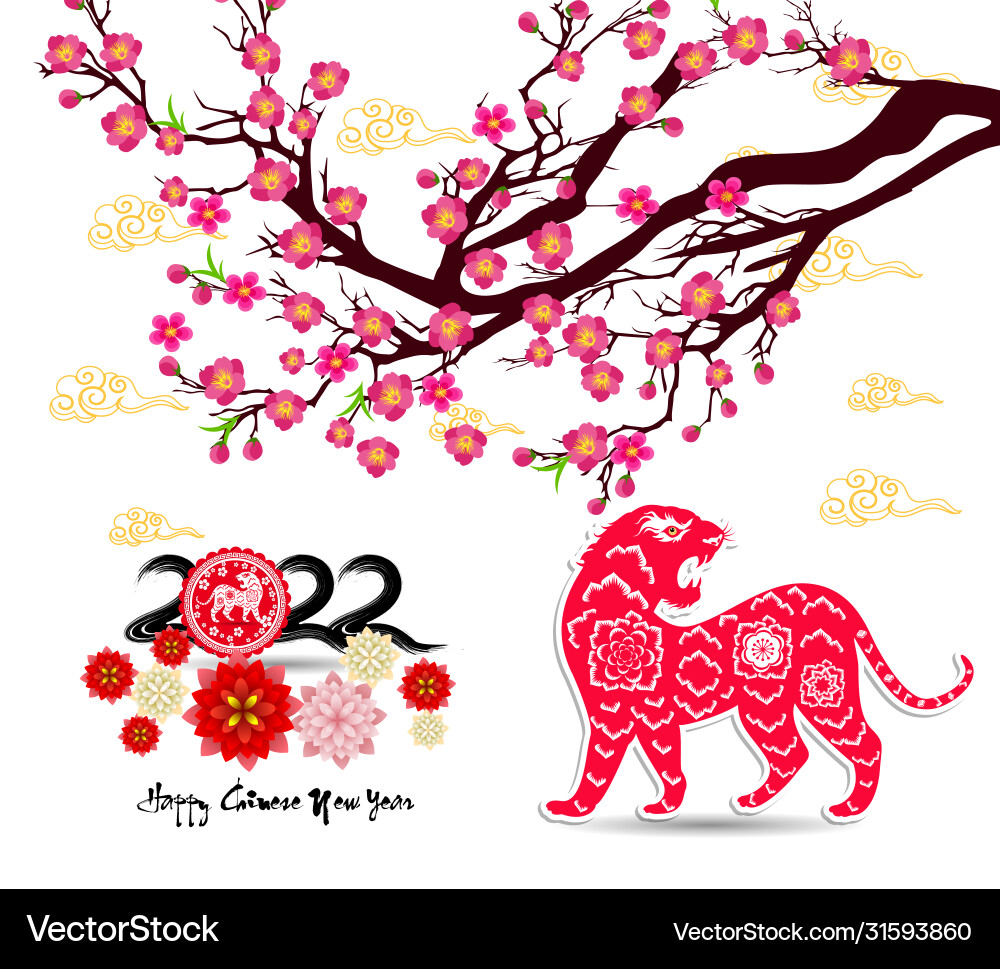 Chinese new year 2022 - tiger lunar Chinese new year 2022 - tiger lunar vector image