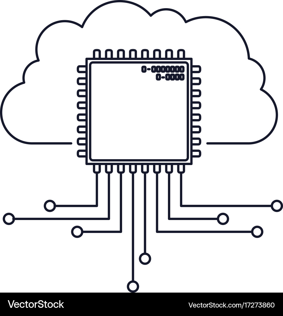 Cloud storage data and cpu microprocessor icon vector image