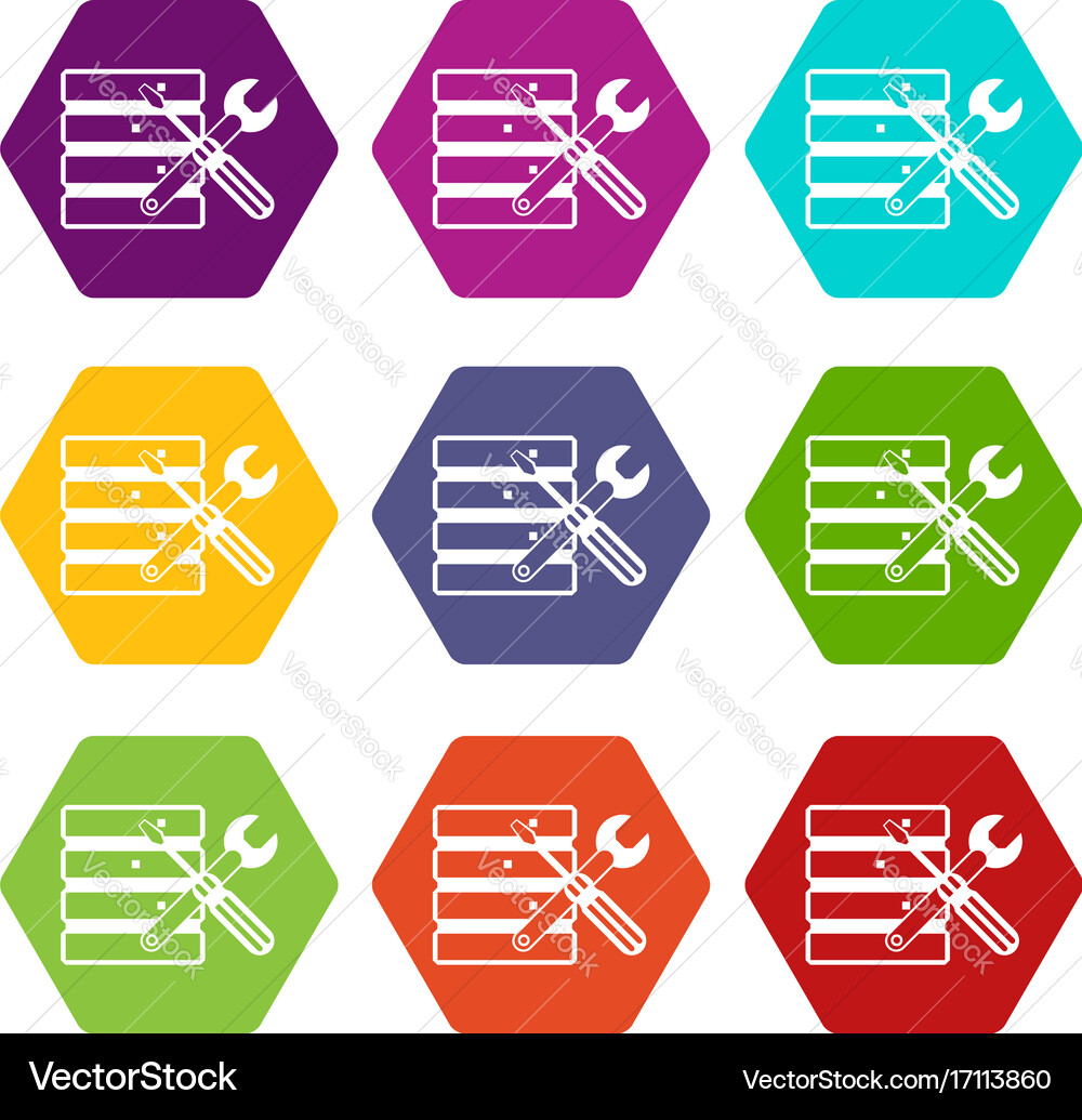 Database with screwdriverl and spanner icon set vector image