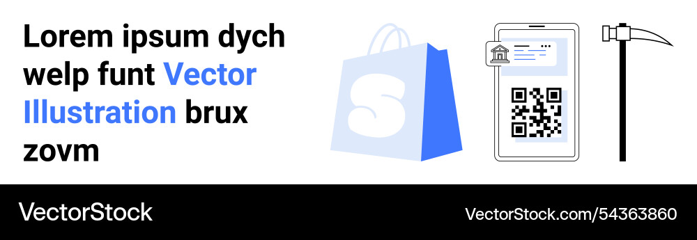 Digital shopping with qr code and bag Digital shopping with qr code and bag vector image