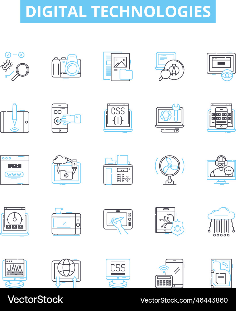 Digital technologies line icons set Digital technologies line icons set Vector Image