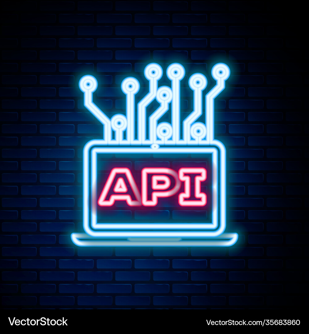 Glowing neon line computer api interface icon Glowing neon line computer api interface icon vektorbild