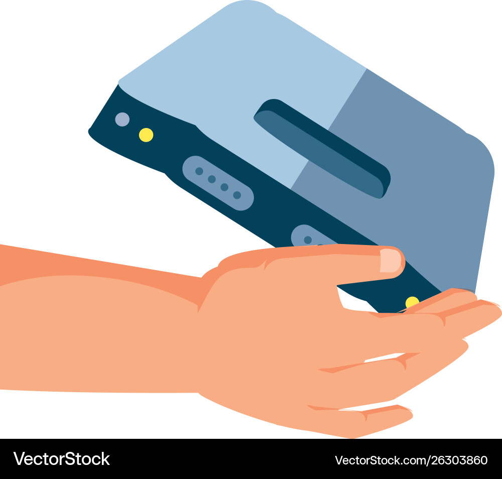 Hand user with retro video game console vector image