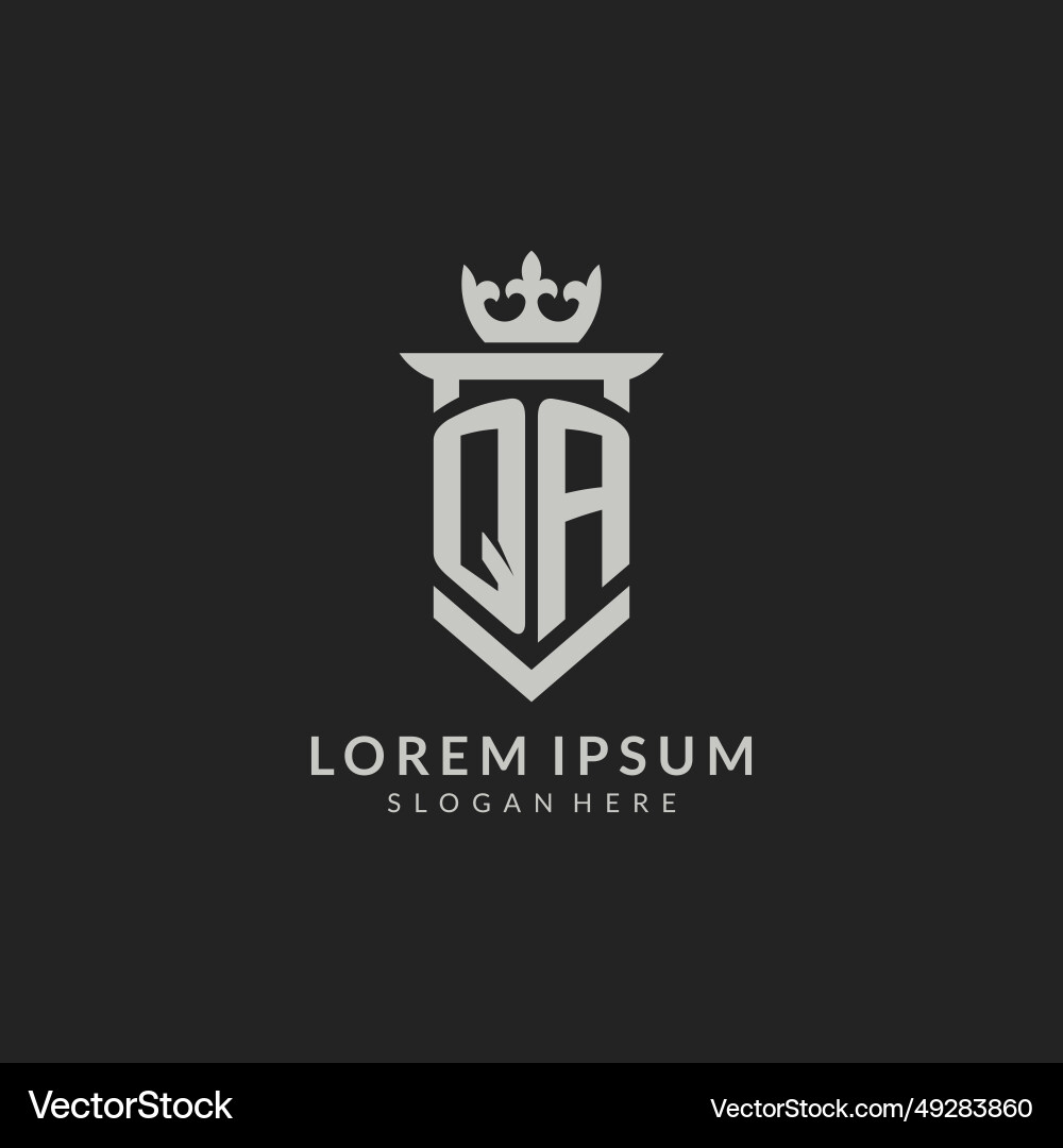 Initial qa shield and crown logo style Vector Image