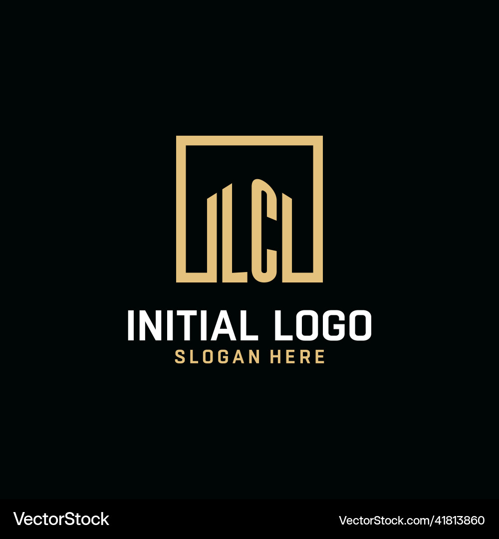 Lc initial monogram logo design with square shape Vector Image