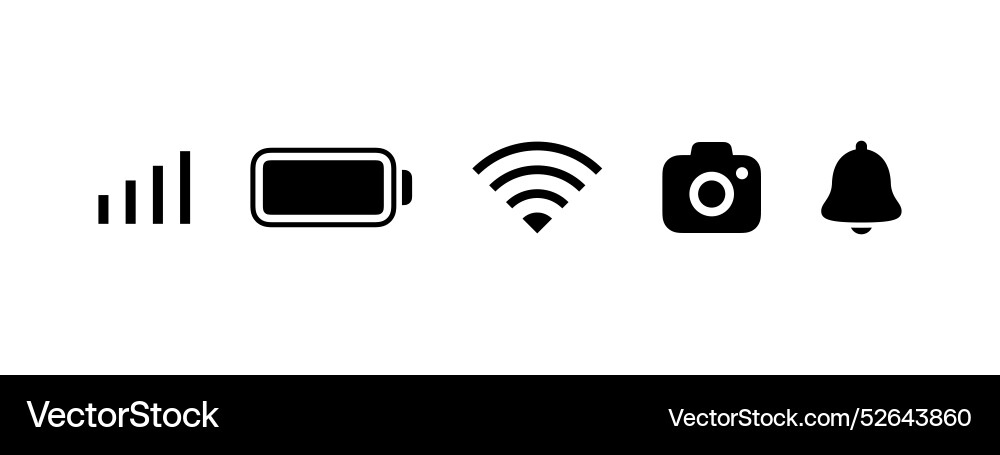 Mobile icons devices status bar scalable Mobile icons devices status bar scalable vector image