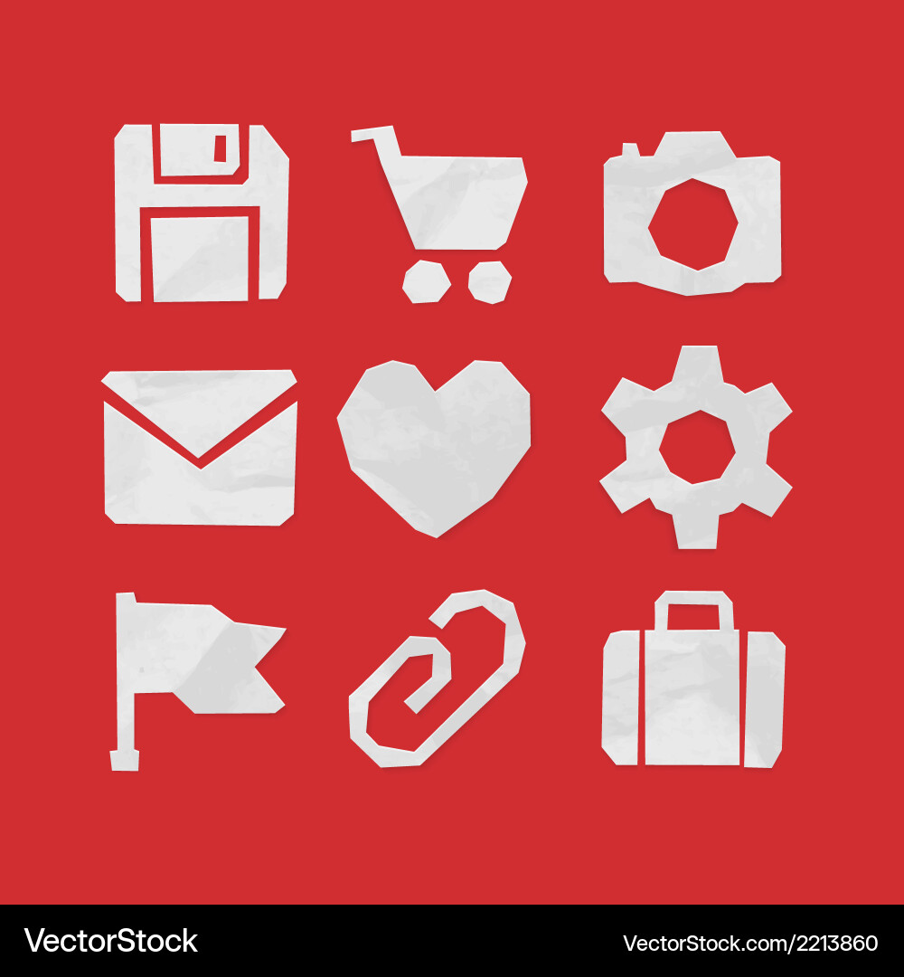 Paper cut icons for web and mobile applications vector image