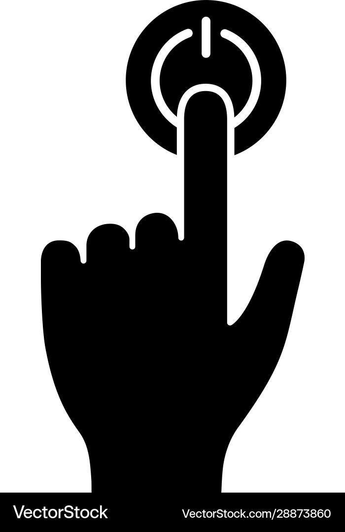 Power button click glyph icon Power button click glyph icon vector image