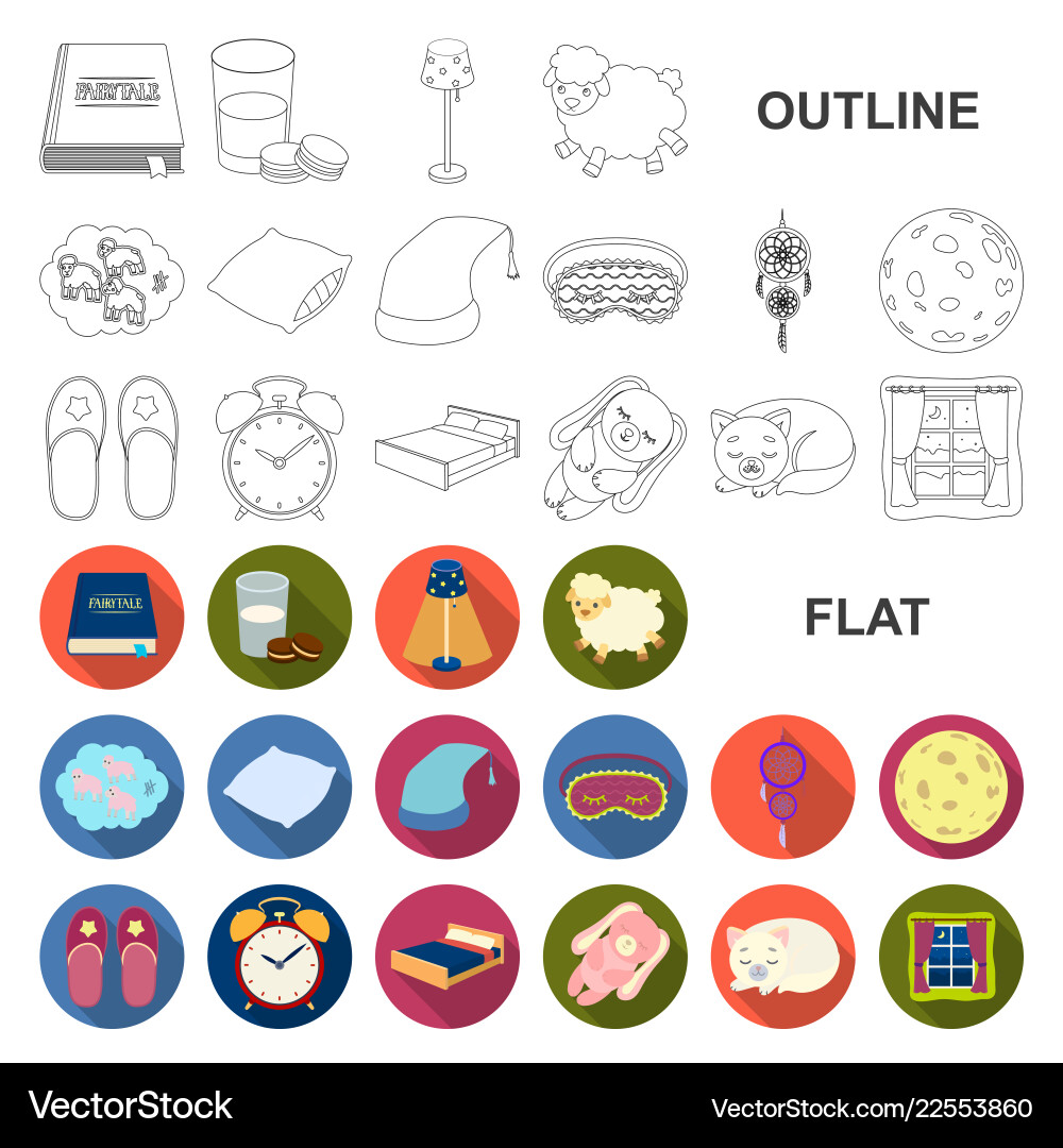 Rest and sleep flat icons in set collection Rest and sleep flat icons in set collection vector image