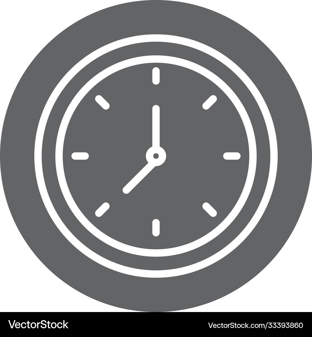Round clock time hour block and line icon vector image
