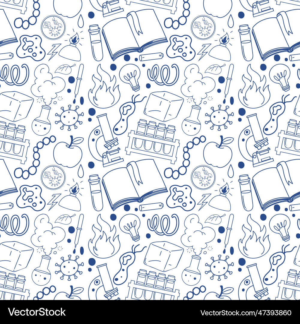 Science objects and icons seamless pattern vector image