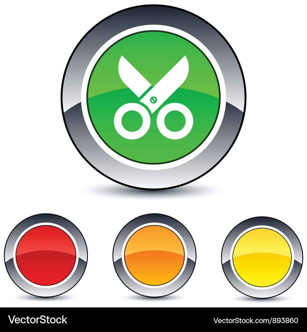 Scissors round button vector image