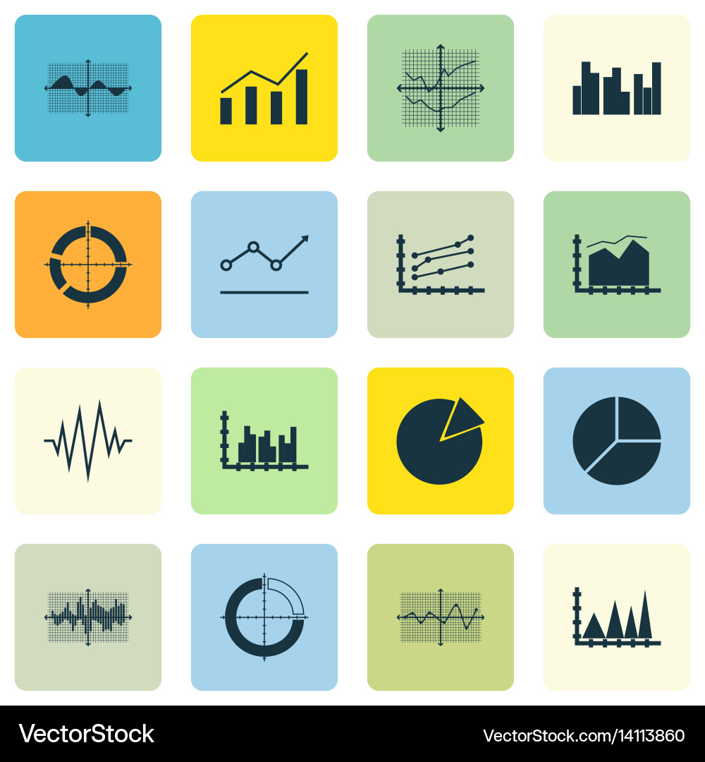 Set of graphs diagrams and statistics icons vector image