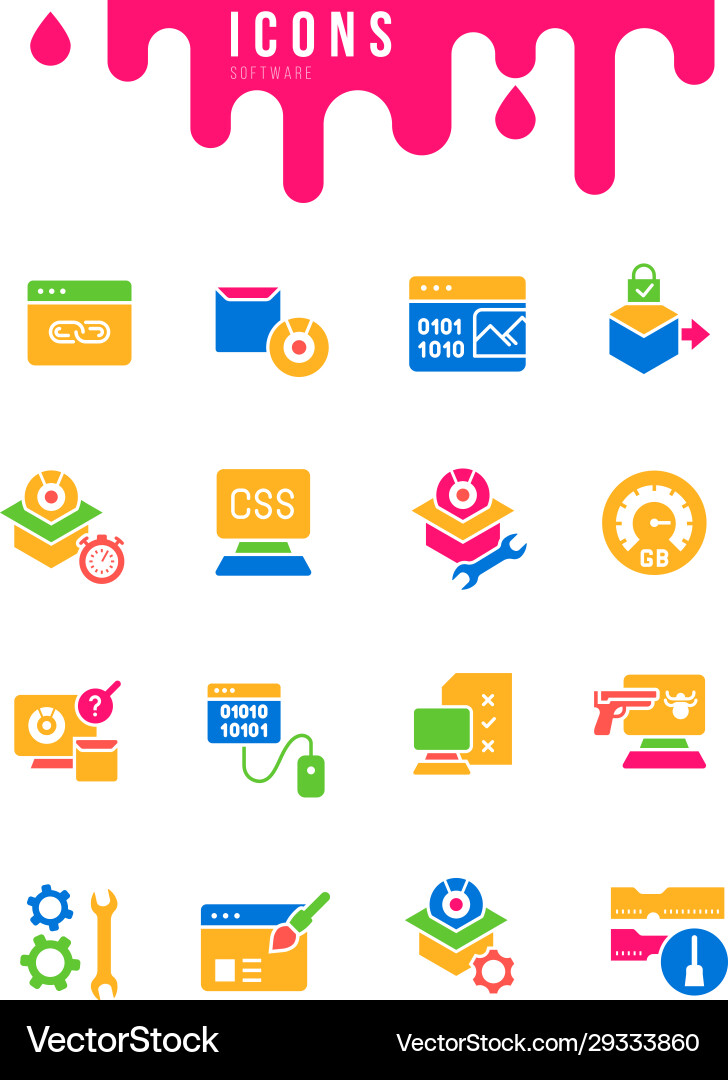 Set simple icons software Set simple icons software vector image
