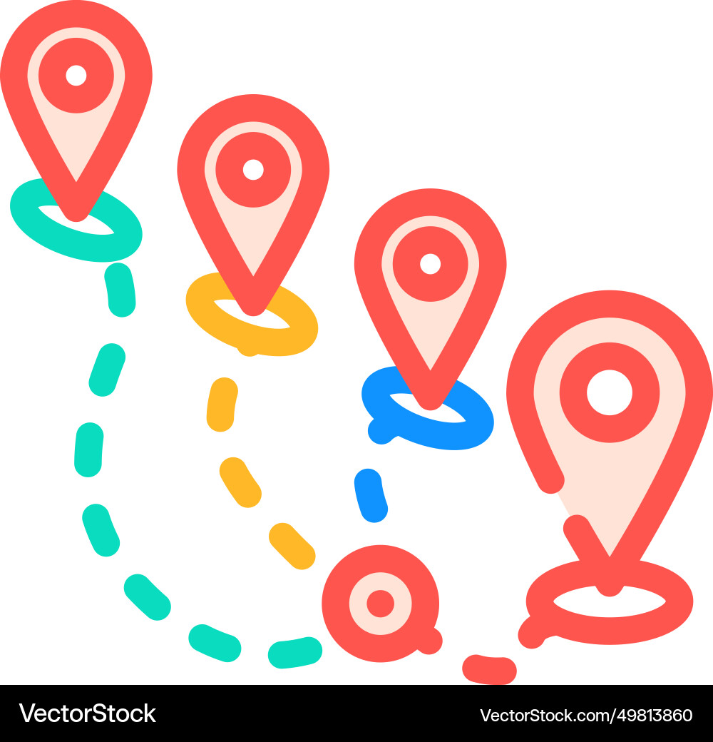 Track airplane pointer place color icon vector image
