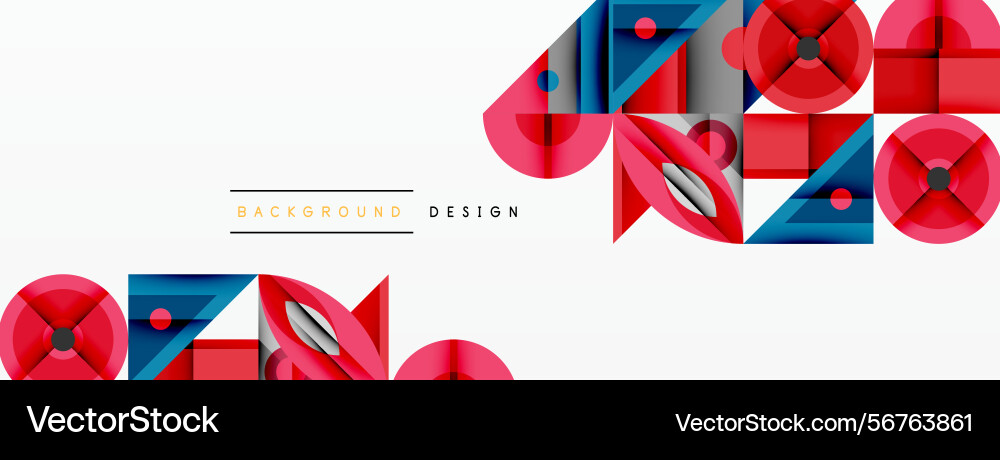 Abstract geometric shapes red blue pink hues Vector Image