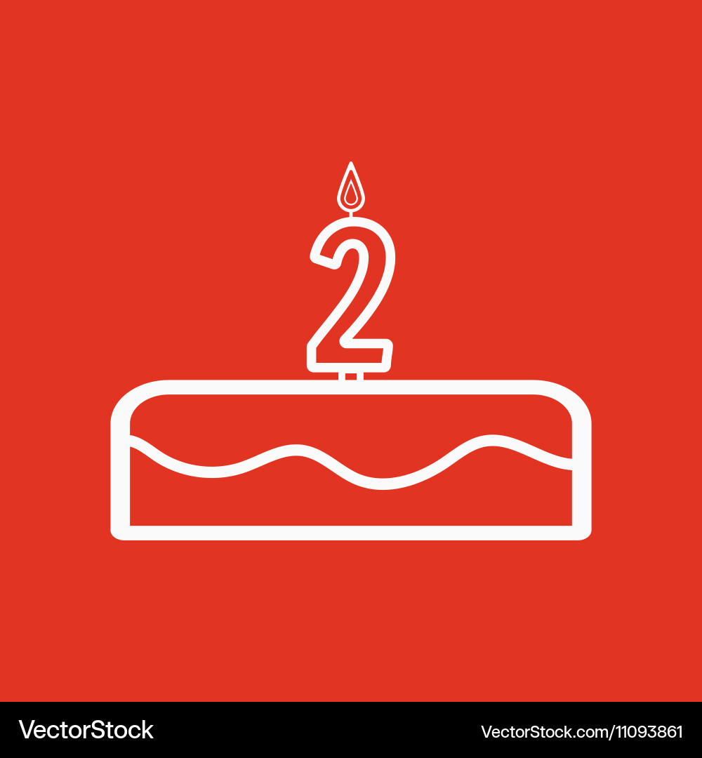 Cake with candles in the form of number 2 icon vector image