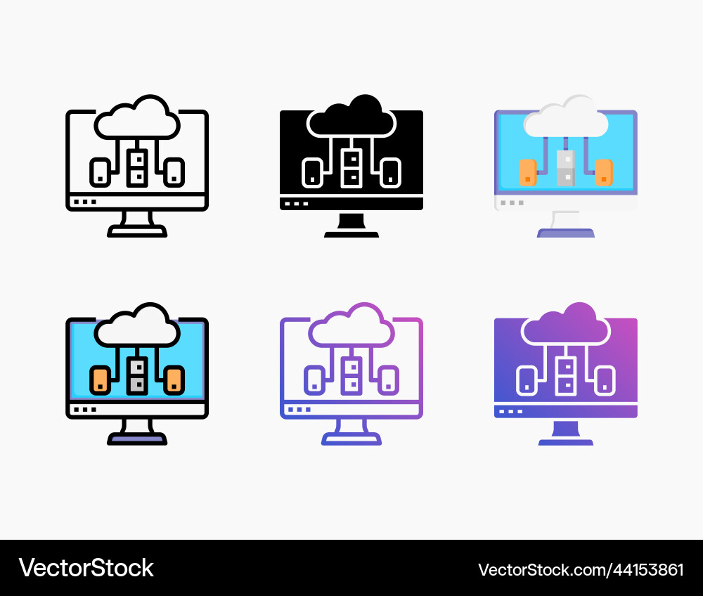 Cloud computing icon set with different styles Cloud computing icon set with different styles vector image