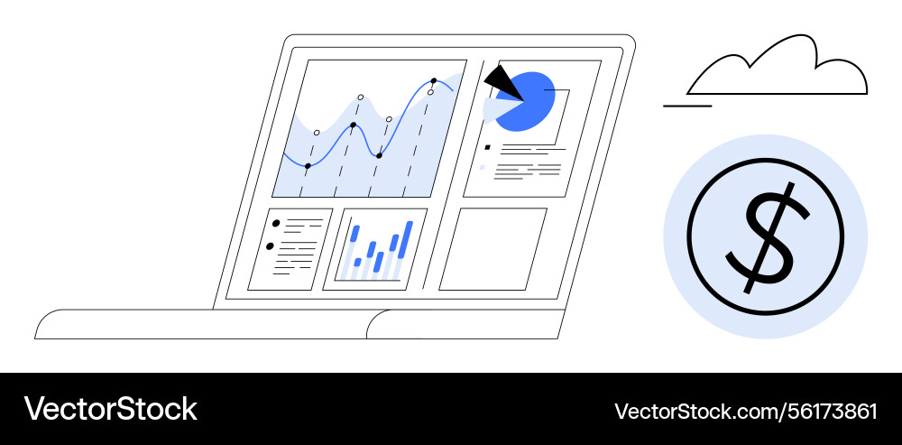 Digital analytics dashboard with charts Digital analytics dashboard with charts Vector Image