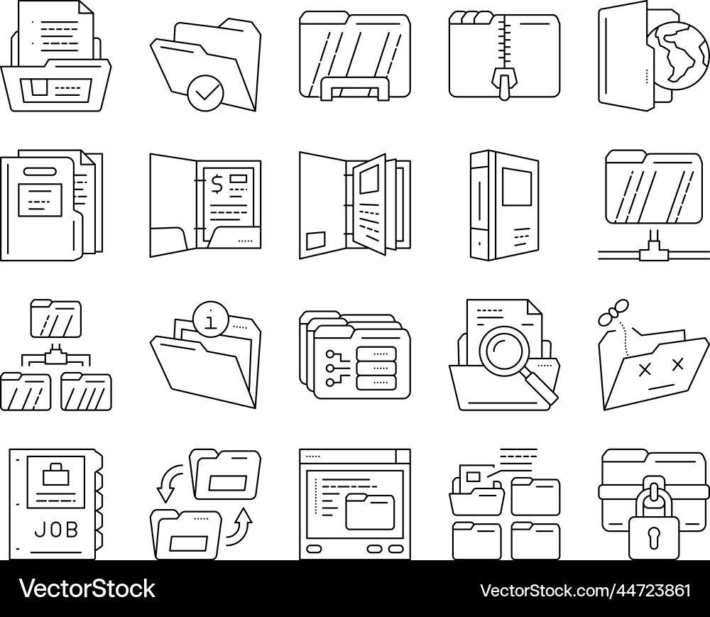 Folder paper business file empty icons set Folder paper business file empty icons set Vector Image