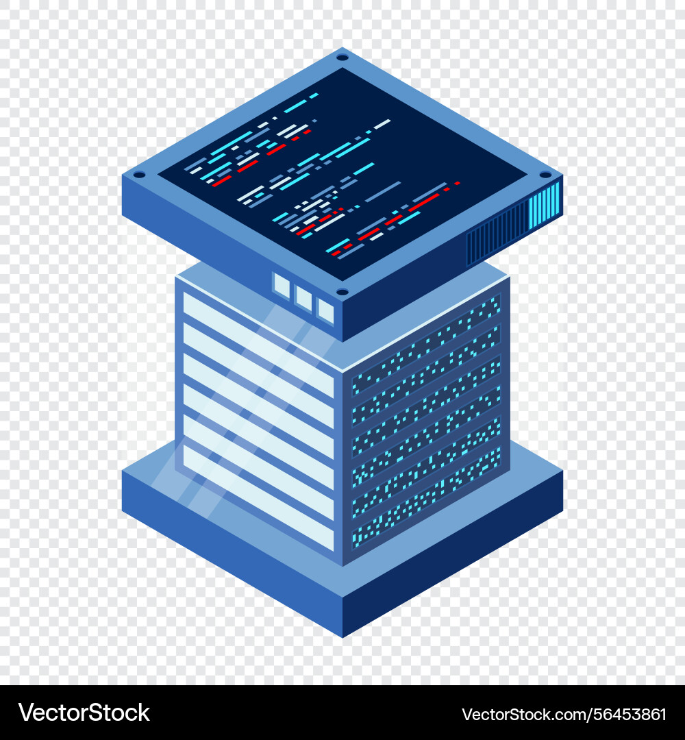 Isometric futuristic server database vector image