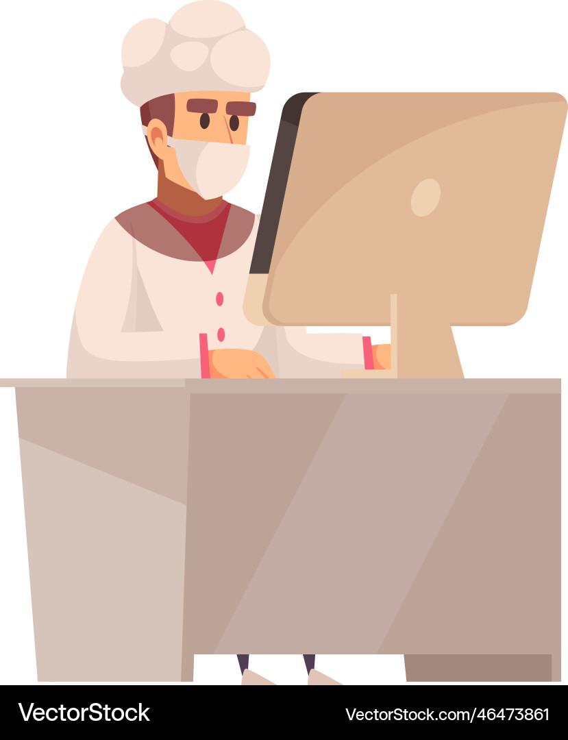 Laboratory Worker with Computer vector image