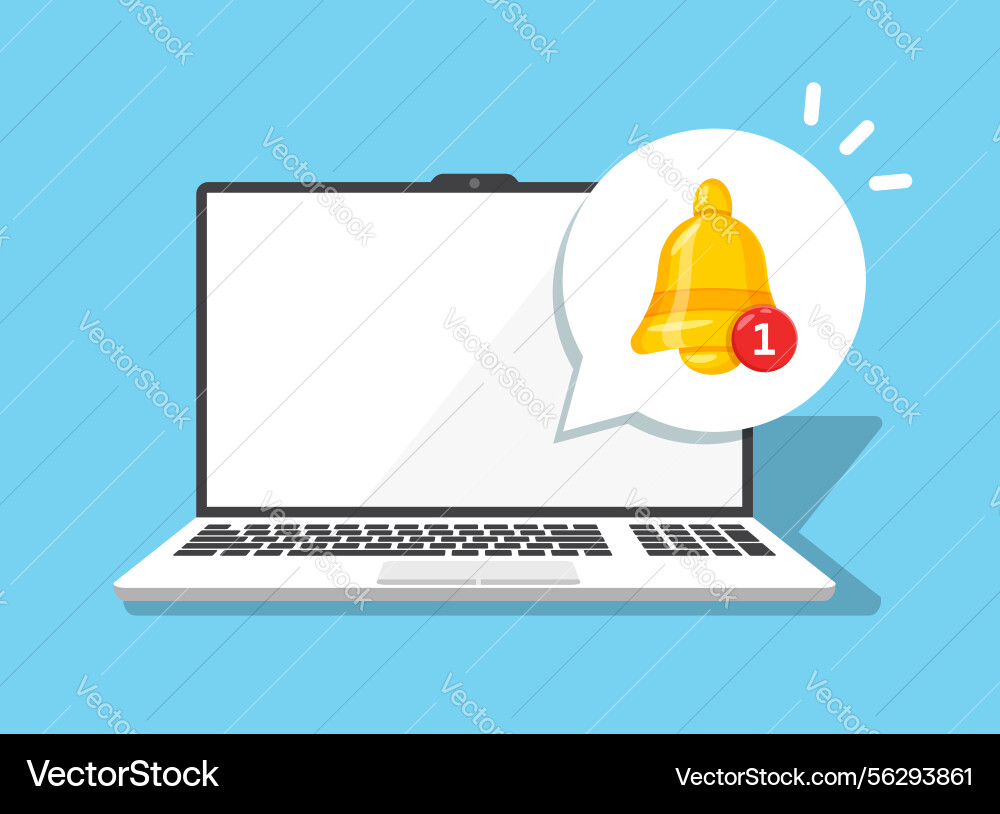 Laptop notification icon in flat style computer Laptop notification icon in flat style computer vector image
