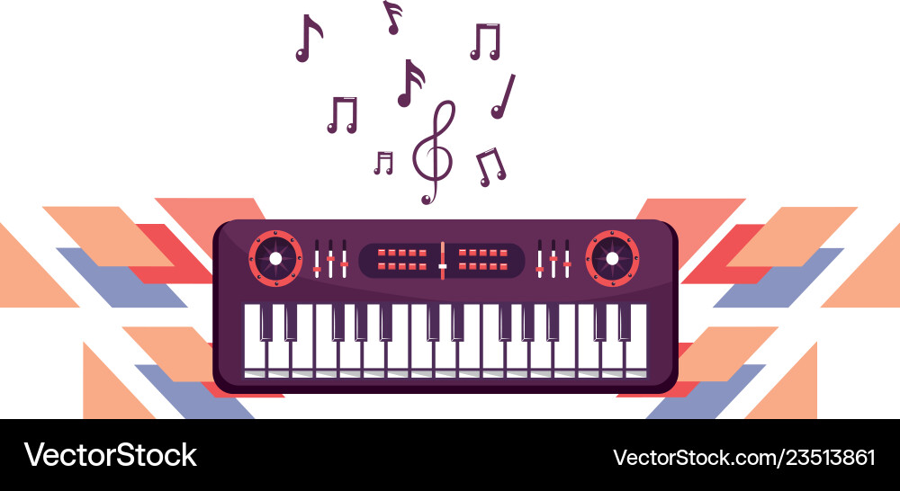 Musical Keyboard with Notes vector image