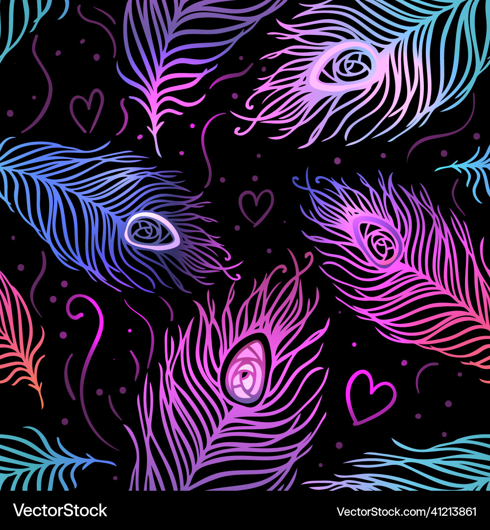 Peacock feathers colorful seamless pattern Peacock feathers colorful seamless pattern vector image