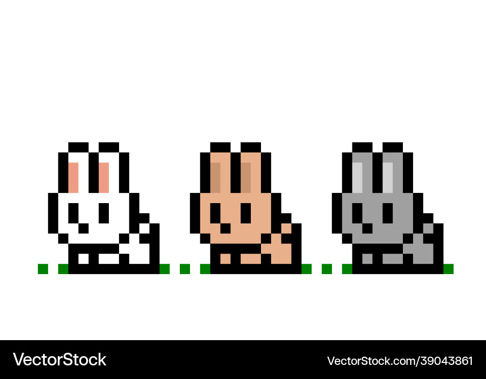 Pixel rabbit for game assets cross stitch pattern vector image
