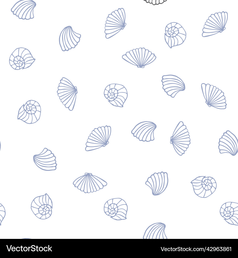 Seamless pattern of shells on a white background Vector Image