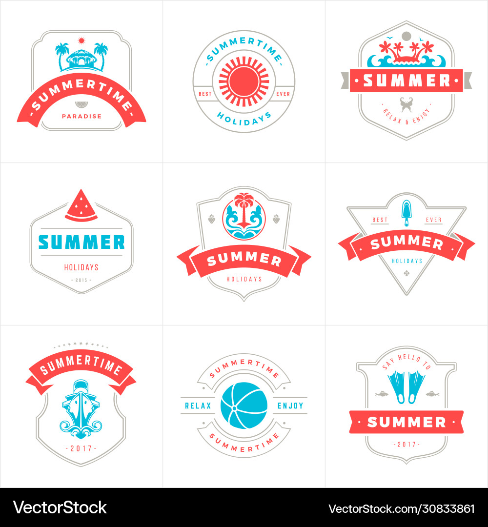 Summer holidays labels and badges typography Summer holidays labels and badges typography vector image