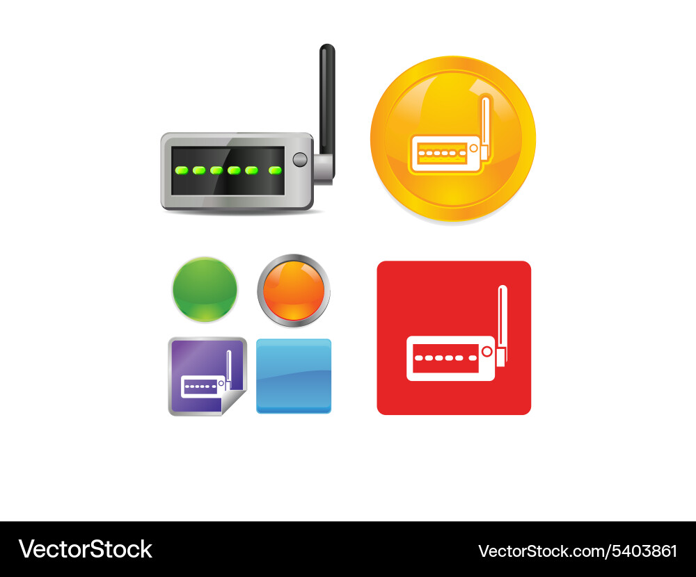 Technology and networking icon set vector image